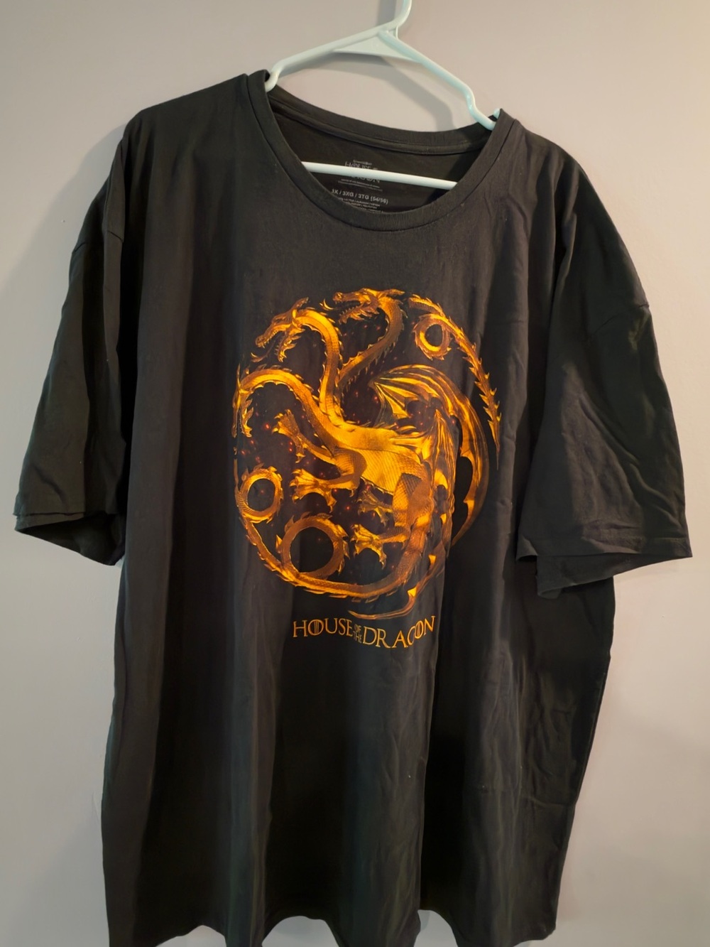 Black 'House of the Dragon' Graphic Tee with Orange Dragon